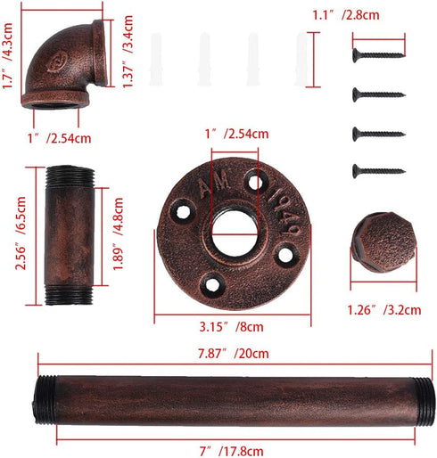 Industrial Pipe Decor Toilet Paper Holder Set,GoYonder Wall Mounted Toilet Roller Paper Holder (Mounting Hardware Included) (Bronze Finish)
