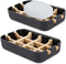 OAKART Bamboo Soap Dish with Drain Tray for Shower Bathroom Tub 100% Natural Fiber 2pcs (Black)