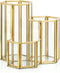 Hipiwe 3 Slots Glass Makeup Brush Holder - Gold Hexagon Cosmetics Brush Eyeliners Display Cup Home Decorative Makeup Organizer Desktop Pen/Pencil Pot Holder for Office