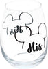 Disney Mickey & Minnie "His" and "Hers" Outline Stemless Glass, Set of 2