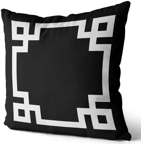 LEKAIHUAI Home Decoration Throw Pillow Covers Greek Key Border Black and White Pillowcases Square Two Sides Print 22x22 Inches Set of 2