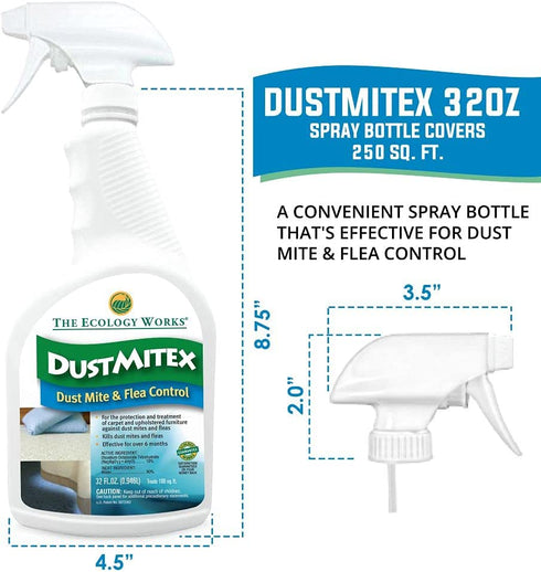 The Ecology Works DustmiteX Spray (32oz) - Eliminate Dust Mites, Fleas & Reduce Allergies, Gentle Hypoallergenic Formula for Fabric, Furniture, Pet Bedding & More