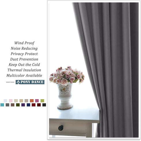 PONY DANCE Blackout Curtains Short - (W 42 in x L 36 in, Grey, Set of 2) Half Window Curtains Tiers Solid Microfiber Valances Panels Thermal Insulated for Basement Window