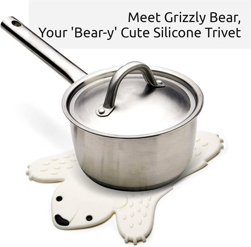 OTOTO Grizzly Bear Trivet for Kitchen Counter- Hot Pot Holder Trivet for Table- BPA-Free Hot Pads for Kitchen Counter - Heat Resistant Silicone Trivet, Hot Plate Mat for Pots, Pans, Hot Dishes