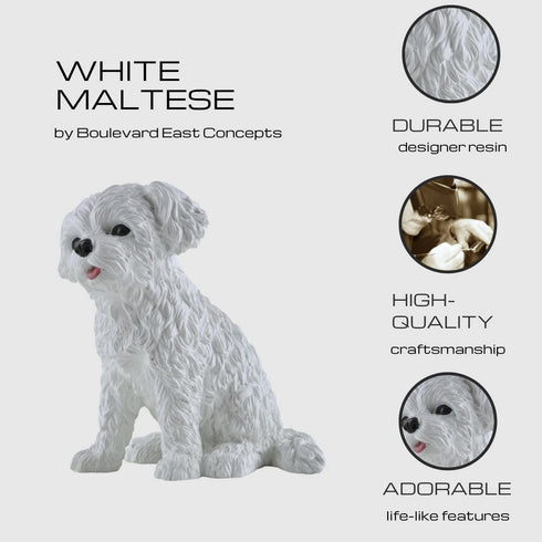 Boulevard East Concepts Maltese Breed Puppy Dog Collectible Figurine Statue