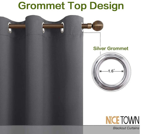 NICETOWN Bedroom Blackout Curtain Panel - Window Treatment Thermal Insulated Solid Grommet Blackout for Living Room (1 Panel, 70 by 63 Inch, Grey)