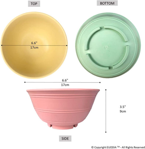 30 Oz Bamboo Fiber Plastic Deep Bowls for Cereal, Soup, Rice, Salad, Snack / Pop Corn, Dessert & Noodle (Set of 5)-Dishwasher & Microwave Safe-Unbreakable Reusable Lightweight Eco Friendly & BPA Free