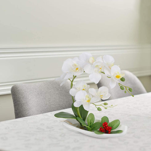LIVILAN Artificial Orchid White Arrangements for Decoration Silk Fake Flowers for Table Centerpiece Home Bathroom Decor Office Wedding Vivid