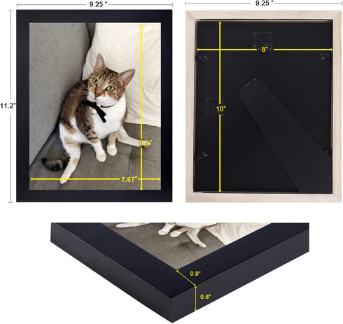 8x10 Picture Frame Set of 3 for Wall Mount or Tabletop Display,Made of Wood,Wall Mount 8" x 10"Photo Frame Poster Frames Decor,Black