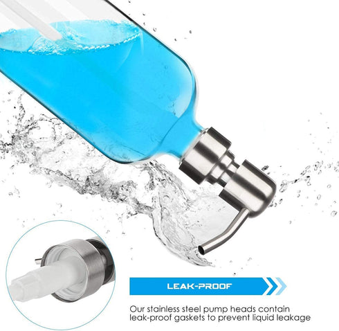 ARKTEK Glass Soap Dispenser 2 Packs - Clear Dish Soap Dispenser for Kitchen, Great for Essential Oils Liquid Soaps ( 17 Ounce/ 500 ML, 2 Packs )