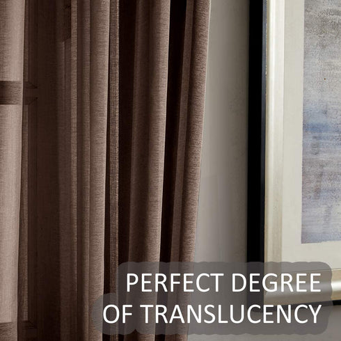 MRTREES Brown Sheer Curtains Living Room Curtain Sheers Bedroom Window Curtain Panels 95 inch Length Transparent Voile Drapes Rod Pocket Window Treatment 2 Panels