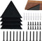 Halyuhn Floating Triangle Brackets 4 Pcs for Small Floating Wood Shelves, 4 x 3 inches Wall Triangle Shelf Brackets with 2 inches Anchor Screws, Black Carbide Metal Brackets Set for Wood Shelf