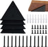 Halyuhn Floating Triangle Brackets 4 Pcs for Small Floating Wood Shelves, 4 x 3 inches Wall Triangle Shelf Brackets with 2 inches Anchor Screws, Black Carbide Metal Brackets Set for Wood Shelf