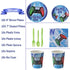 Video Game Party Tableware Set - Gaming Theme Party Supplies for Kids Includes Plates Napkins Cups Knives Forks Spoons Serves 16 Guests
