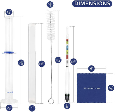 Circrane Hydrometer & Glass Test Jar Set, Triple Scale Alcohol Hydrometer with Glass Cylinder for Brew Beer, Wine, Mead and Kombucha, ABV, Brix and Gravity Test Kit, Home Brewing Supplies