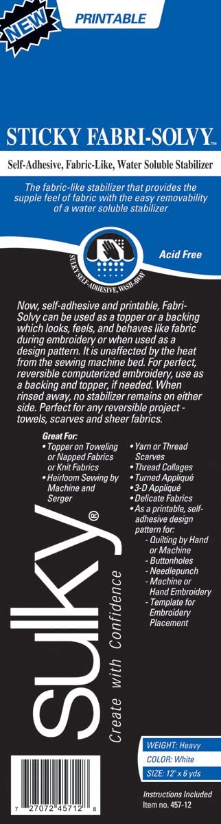 Sulky Fabric-Solvy stabilizer, White