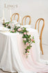 Ling's moment Handcrafted Artificial Blush Pink Rose Flower Garland 5ft Greenery Garland for Wedding Centerpieces Ceremony Sign Aisle Arch Backdrop Reception Table Decorations
