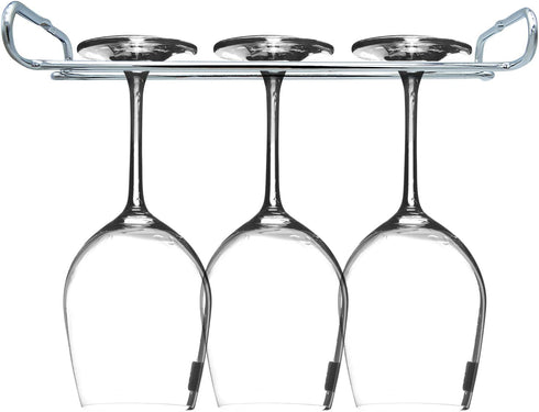 Wine Glass Rack Under Cabinet Shelf Glasses Holder With Drying Stemware Rack Under Counter Wine Glass Holder Metal Hanger Hanging Rack for Bar and Kitchen (silver 4 set)