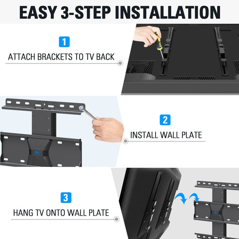 Mounting Dream TV Wall Mount with Height Adjustable for 26-65" TVs, Universal Tilt TV Mount Fits Single, 16" Studs with Loading 99 lbs. & Max VESA 400x400mm, TV Wall Mount with Perfect Center Design