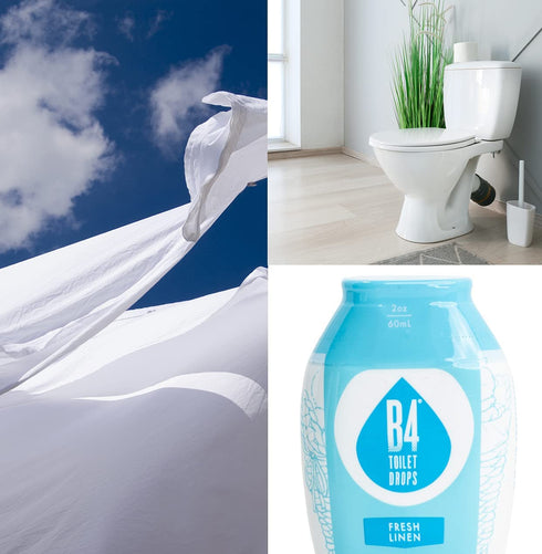 B4 Toilet Drops Toilet and Bathroom Deodorizer Drops (Fresh Linen), 2 Ounce Bottle (Pack of 3)