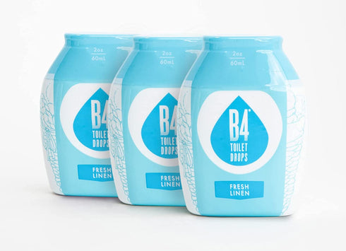 B4 Toilet Drops Toilet and Bathroom Deodorizer Drops (Fresh Linen), 2 Ounce Bottle (Pack of 3)