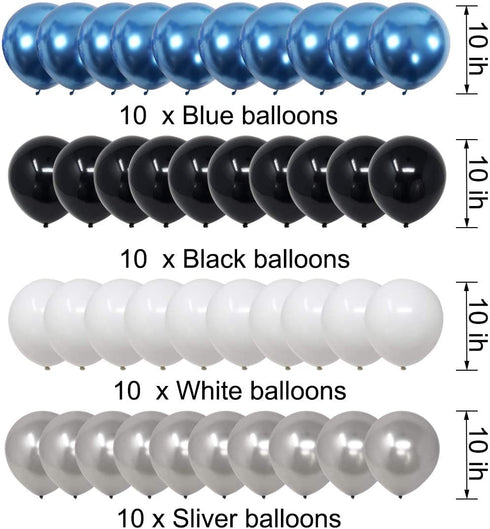 25th Birthday Decorations for Men Women Boy Girl,Blue Black Birthday Party Supplies with 25 Silver Number Balloon Happy Birthday Banner for 25th and 52nd Birthday Party