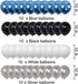 25th Birthday Decorations for Men Women Boy Girl,Blue Black Birthday Party Supplies with 25 Silver Number Balloon Happy Birthday Banner for 25th and 52nd Birthday Party