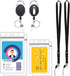 2 Pack - ID Card Holder with Lanyard and Retractable Reel Clip | Vertical Clear Badge Holders | Key Holder, Vaccine, Nurse, Teacher ID for Women and Men.