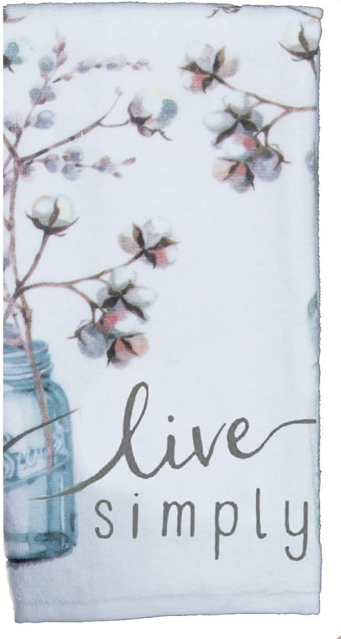 Kay Dee Designs Kitchen Towel Set (2 pc) - Choose Joy and Live Simply - Terry Hand Towels,White