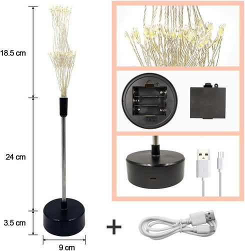 Firework Table Lamp Fairy Light 120 LED DIY Starburst Dandelion Battery Powered 8 Modes Lights with Remote Control for Banquet Party Home Garden Dinner Table Decoration Thanksgiving Christmas Wedding
