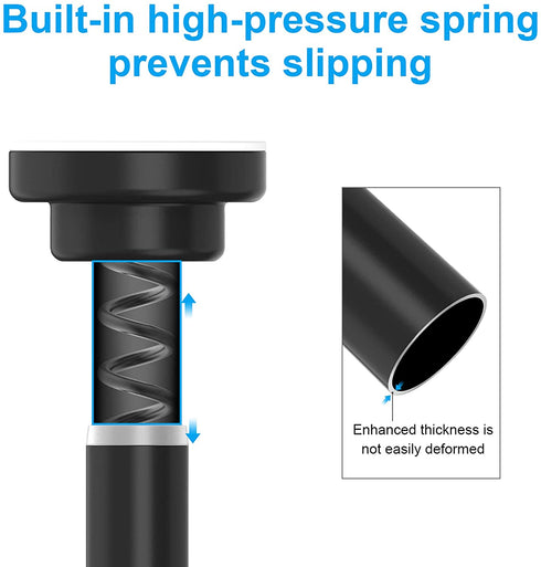 TEECK Shower Curtain Rod, 26-39 Inch Adjustable Tension Spring, Shower Rod, Premium Stainless Steel, Anti-Slip, No Drilling, No Rust, Never Collapse, for Bathroom, Black, Easy to use