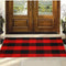 Buffalo Plaid Rug - YHOUSE Cotton Front Door Mat Outdoor Doormat Washable Checkered Rugs Indoor/Outdoor Welcome Mat for Layered Mat Porch/Kitchen/Farmhouse/Entry(23.6€œX35.4€œ, Red and Black Plaid)