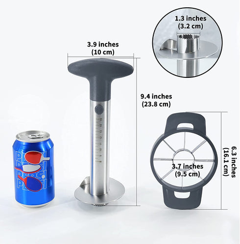 Newness Pineapple Corer and Slicer Tool, Durable Pineapple Core Remover with Upgraded Cutter & Reinforced Thicker Blade, Stainless Steel Kitchen Fruit Gadget for Diced Pineapple Rings, Grey Handle
