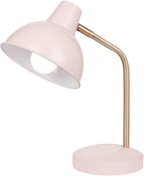 Globe Electric 67339 Novogratz x Globe Robin 16" Desk Lamp, Matte Rose, Matte Gold Arm, Clear Cord, in-Line On/Off Switch, Pink
