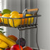 Tngan 2 Tier Fruit Basket Detachable Metal Wire Basket with Wooden Handles Fruit Bread Vegetables Storage Bowl Holder for Kitchen Worktop Dining Table, Black