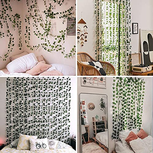 HATOKU 18 Pack 126 Feet Fake Vines with Fake Leaves for Bedroom Fake Leaves Artificial Ivy Garland Fake Ivy Vines Greenery Hanging Vines for Room Wedding Wall Indoor Outdoor Decoration
