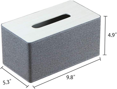 Stylish PU Leather Tissue Box Holder, Square Napkin Holder Pumping Paper Case Dispenser, Facial Tissue Holder with Magnetic Bottom for Home Office Car Automotive Decoration (Gray)