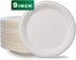 9 inch Compostable Plates, 100 Count Heavyduty Sugarcane/Bagasse and Bamboo Fibre Biodegradable Disposable Paper Plate
