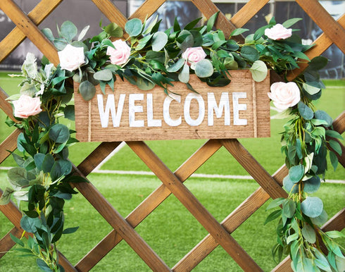 Der Rose 2 Packs 6.2 Feet Artificial Silver Dollar Eucalyptus Leaves Garland with Willow Vines Twigs Leaves String for Doorways Greenery Garland Table Runner Garland Indoor Outdoor.