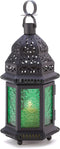 Accent Plus Gifts & Decor Green Glass Moroccan Candle Holder Hanging Lantern