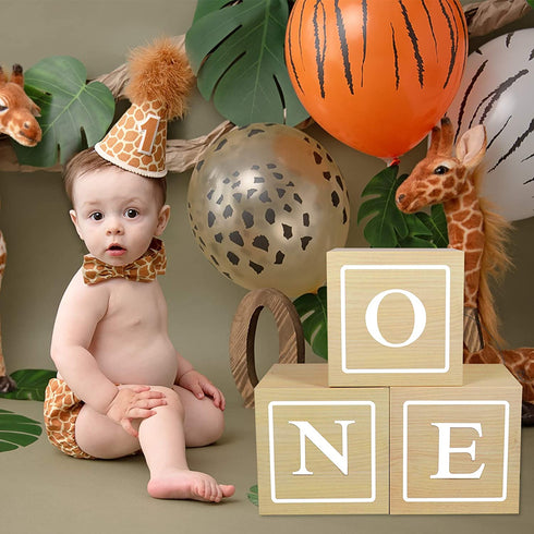 First Birthday Boxes Decorations - 3Pcs ONE Boxes for 1st Birthday Teddy Bear Baby Shower with A - Z Letters,Wood Grain Paper Party Boxes for Baby 1st Birthday Decorations,First Birthday Party Supplies Photography Props
