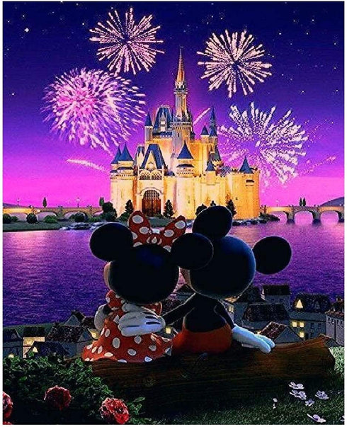 TINDAY Disney DIY Acrylic Paint by Number Kits for Adults Kids Child Beginner Mickey DIY Canvas Painting by Numbers Minnie DIY Painting Acrylic Painting Paint by Numbers Castle 16x20 Inch