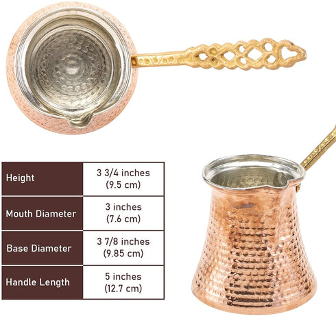 Turkish Coffee Pot, Greek Arabic Coffee Maker, Hammered Copper Coffee Cezve, Copper Pot, Stove Top Coffee Maker, Large 14.4 fl oz Capacity