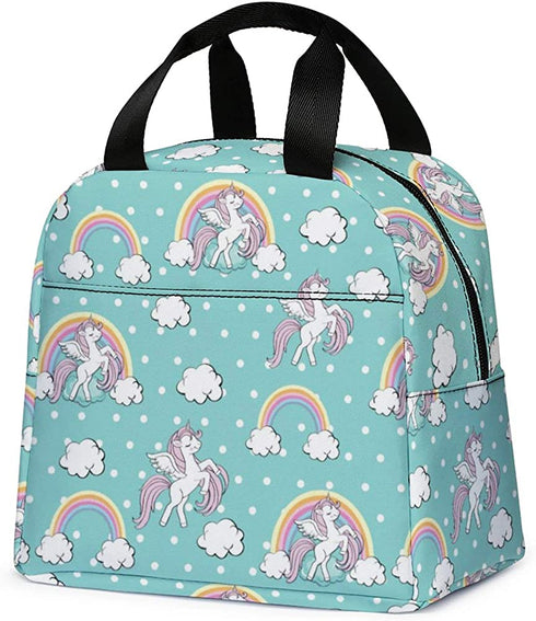 Lunch Bag for Kids, Cute Insulated Kids Lunch Box Container Reusable Cooler Lunch Tote Bag for Children Girls and Boys, School Picnic Travel Outdoors(Light Green with Unicorn)