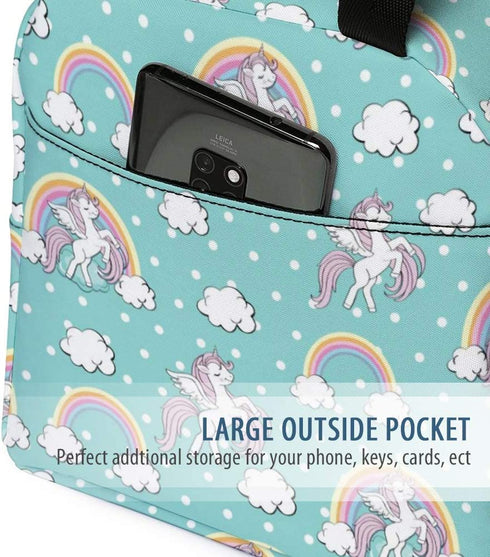 Lunch Bag for Kids, Cute Insulated Kids Lunch Box Container Reusable Cooler Lunch Tote Bag for Children Girls and Boys, School Picnic Travel Outdoors(Light Green with Unicorn)