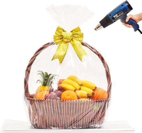 LazyMe 32x40 inch, Basket Cellophane Shrink Bags, Shrink Wrap Bags Large, Clear, 5 Packs