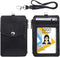 Teskyer Leather Badge Holder with Zipper Pocket,1 Clear ID Window and 3 Card Slots with Secure Cover, Premium Leather ID Holder with Nylon Lanyard for Office School ID, Credit Cards, Driver Licence