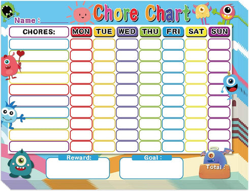 Dry Erase Chore Chart for Kids Reward Chart Reusable Self-Adhesive Behavior Chart for School Home Classroom 8 Pack