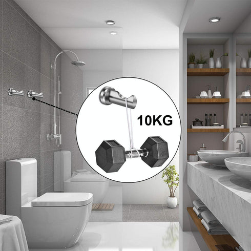 Bath Towel Hooks Brushed Nickel 3 Packs, Modern Wall Mount Bathroom Door Hooks for Hanging Towels Wall Hooks Stainless Steel Heavy Duty Clothes Coat Robe Hand Towel Hook Rack (Brushed Nickel)