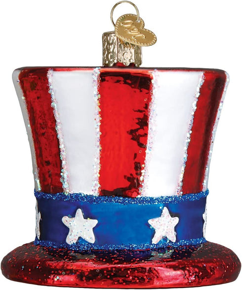 Old World Christmas Glass Blown Ornament Uncle Sam's Hat (36206)